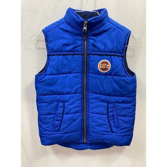 Carter’s Blue Puffer Vest Full Zip Youth Logo Fleece Lined EUC Size 6 Warm - Picture 2 of 8